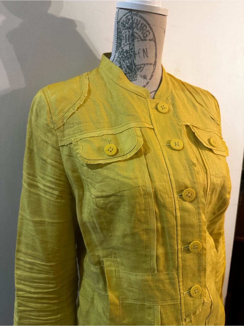 Asara Bright Yellow Button-Front Women's Blazer